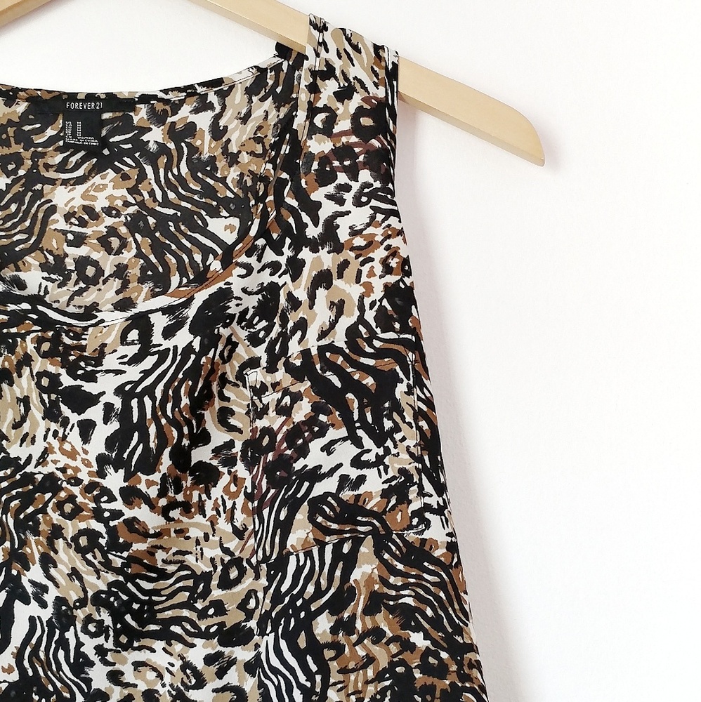 FOREVER 21 Leopard Zebra Print Tank Top